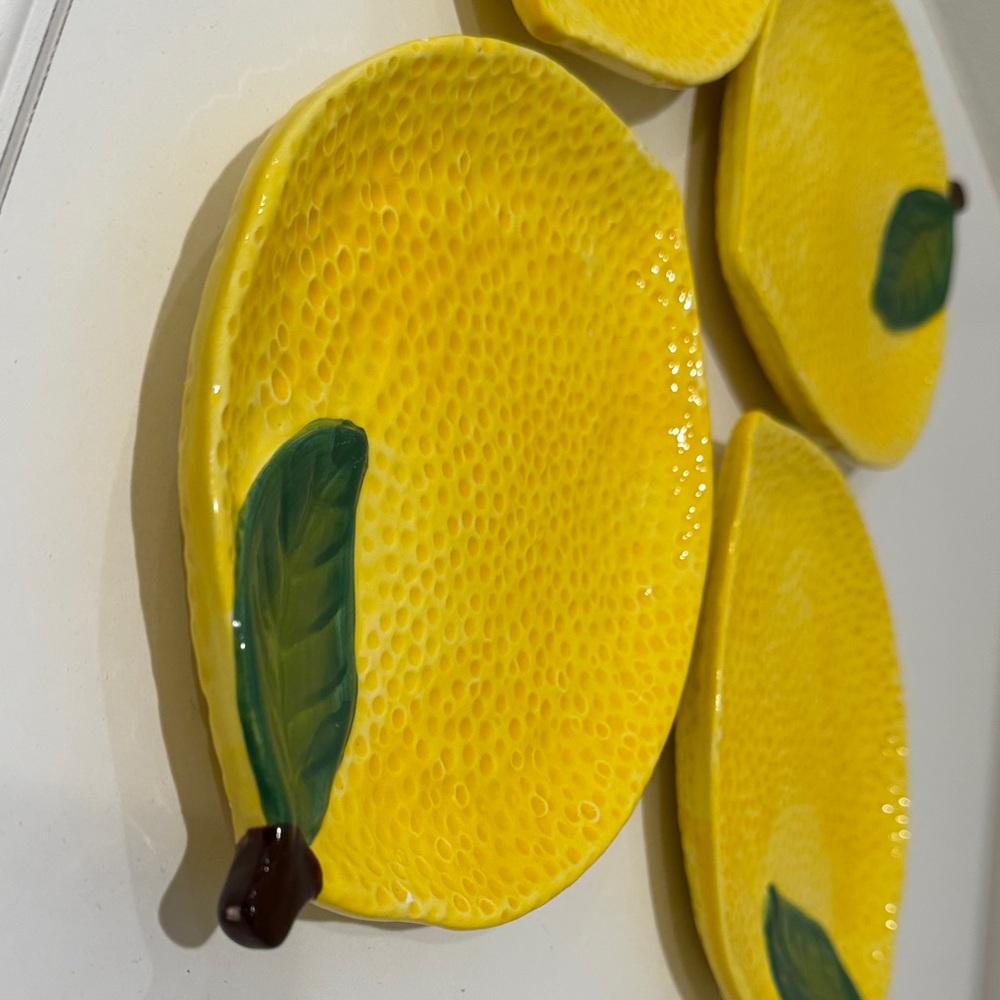 2 -Vibrant Yellow Lemon-Shaped Plates